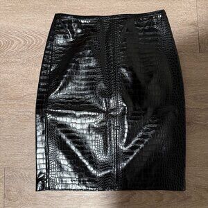 J.Crew Black Croc Embossed Faux Leather Mini Skirt Size 4